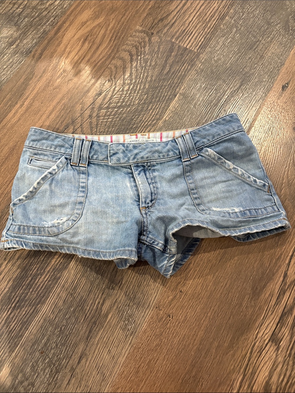 American Eagle Outfitters Light Wash Denim Shortie Shorts